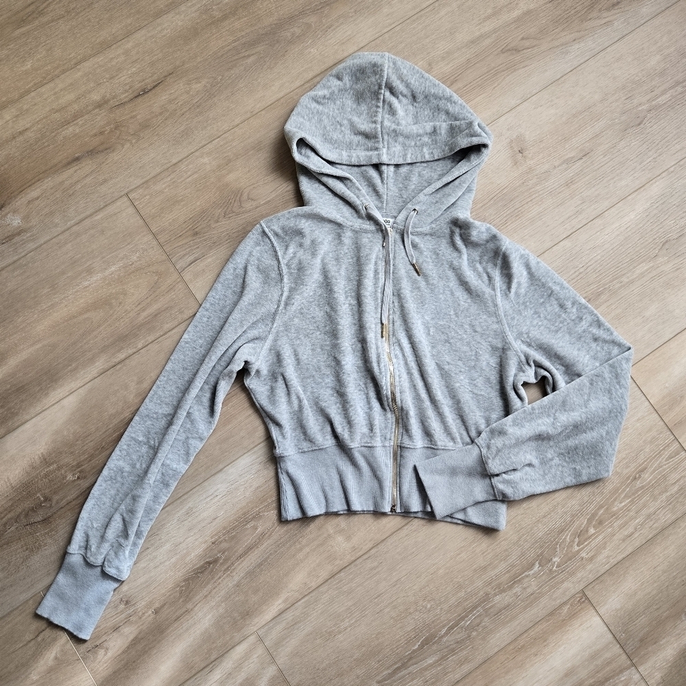 Good American Women's 4 FLAWED/GUC Heathered Gray Front Zip Hoodie